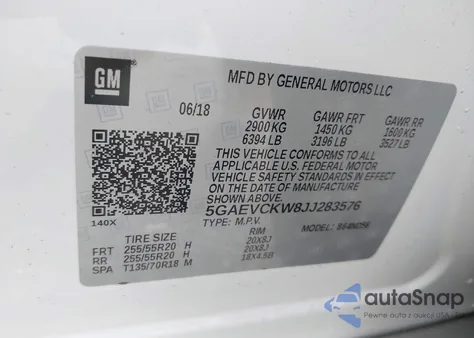 2018 Buick Enclave Avenir из США, поврежденный, VIN 5GAEVCKW8JJ283576